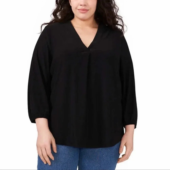 Two by Vince Camuto Ladies' V-Neck Top Small Black - Picture 4 of 9